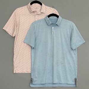 Bald Head Blues Mens Performance Golf Polo Shirt Lot 2 Large Blue Pink Cocktail